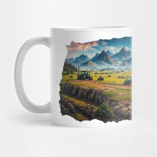 Tractor Truck Vintage Landscape Road Farmer Agriculture Trucking Mug